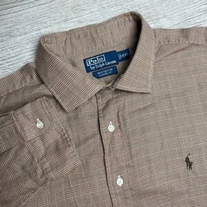 Polo Ralph Lauren Westerton Classic Fit Brown Glen Plaid Button Down Shirt XXL